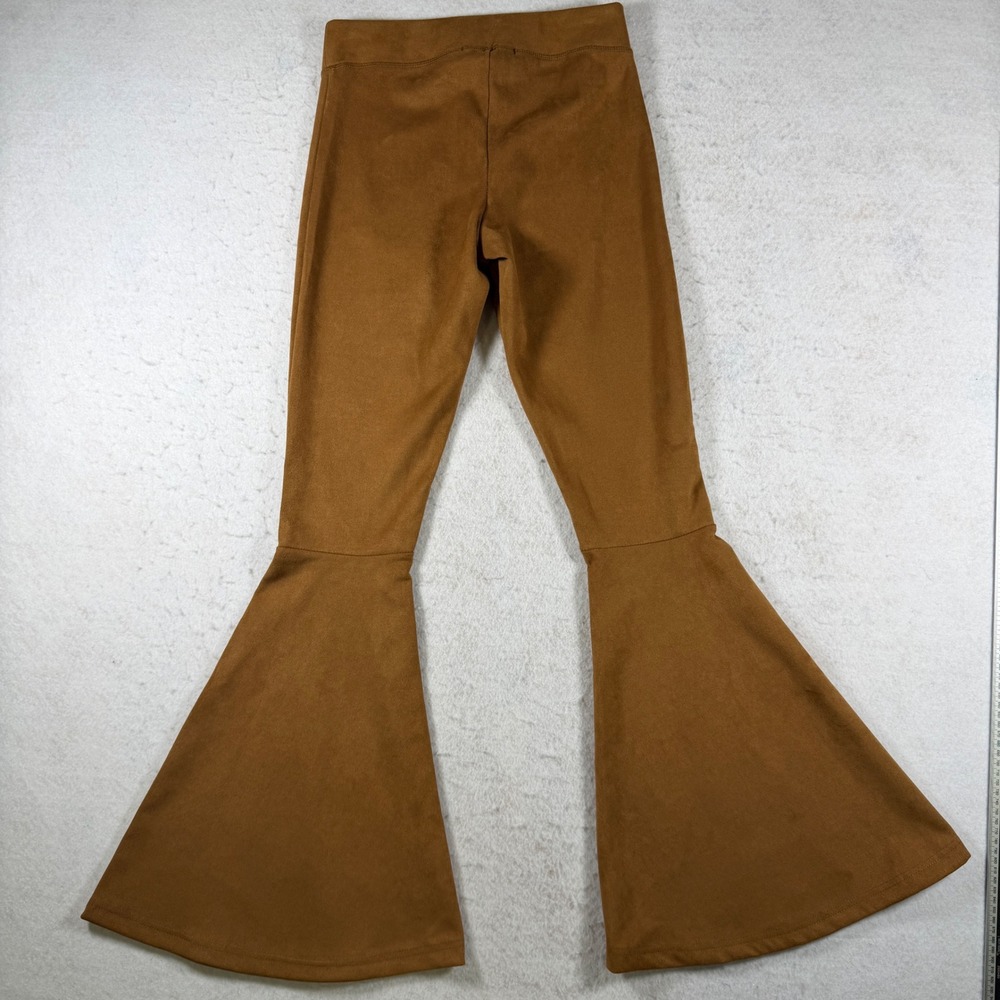 Rock & Roll Cowgirl Brown Faux Suede Bell Bottom Flare Leggings 78-2911 Small - Picture 2 of 7
